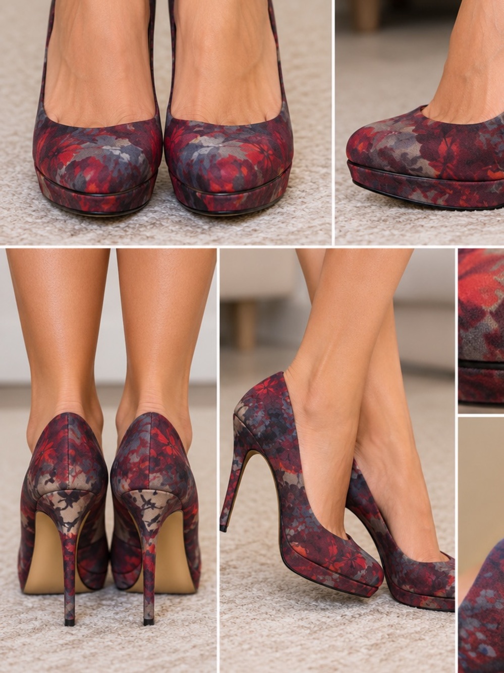 Nine West Floral Heels in Red & Purple